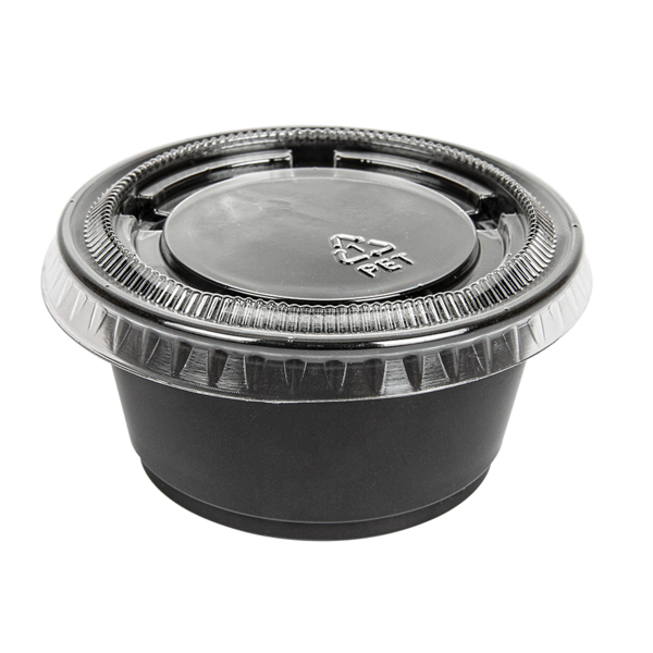 Garcia de pou 50 TARRINAS PEQUEÑAS + 50 TAPAS 60 ML Ø6 2x3 2 CM NEGRO PP (24 UNID.)