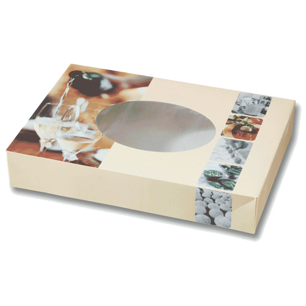Garcia de pou 50 U. CAJAS CATERING AUTOMONTABLES CON VENTANA 325 G/M2 46 5x32x8 CM CUATRICROMÍA CARTÓN (50 UNID.)