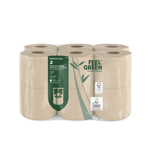 Garcia de pou 6 U. PAPEL HIGIÉNICO 2 CAPAS 2x17 G/M2 10 CM (h) x 36 M NATURAL PAPEL RECICLADO (1 UNID.)