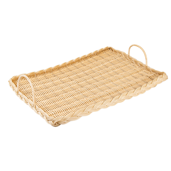 Garcia de pou BANDEJA SÍMIL MIMBRE RECTANGULAR PARA QUESO 52 5x30x3 CM NATURAL PP (1 UNID.)