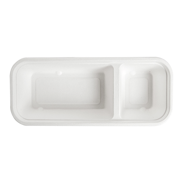 Garcia De Pou BANDEJAS 2 COMPART 'BIONIC' 500 ML 22 5x9 6x4 3 CM BLANCO BAGAZO (600 UNID.)