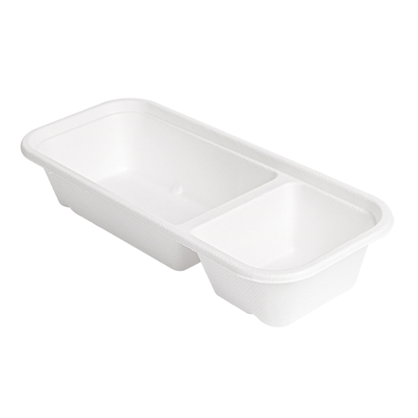 Garcia de pou BANDEJAS 2 COMPART 'BIONIC' 500 ML 22 5x9 6x4 3 CM BLANCO BAGAZO (600 UNID.)