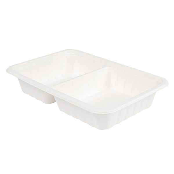 Garcia De Pou BANDEJAS 2 COMPART + TAPA 'BIONIC' 800 ML 23 3x14 6x6 CM BLANCO BAGAZO (400 UNID.)