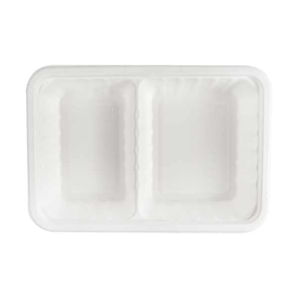 Garcia De Pou BANDEJAS 2 COMPART + TAPA 'BIONIC' 800 ML 23 3x14 6x6 CM BLANCO BAGAZO (400 UNID.)