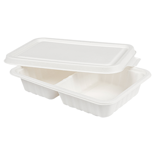 Garcia de pou BANDEJAS 2 COMPART + TAPA 'BIONIC' 800 ML 23 3x14 6x6 CM BLANCO BAGAZO (400 UNID.)