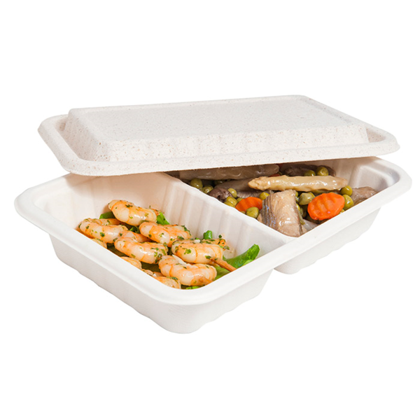 Garcia de pou BANDEJAS 2 COMPART + TAPA 'BIONIC' 800 ML 23 3x14 6x6 CM NATURAL BAGAZO (400 UNID.)
