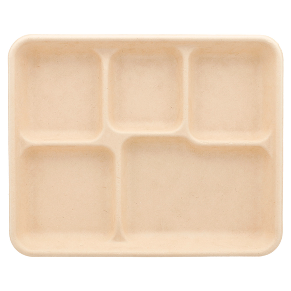 Garcia De Pou BANDEJAS 5 COMPART. 'BIONIC' 26 5x21 5x2 CM NATURAL BAGAZO (500 UNID.)