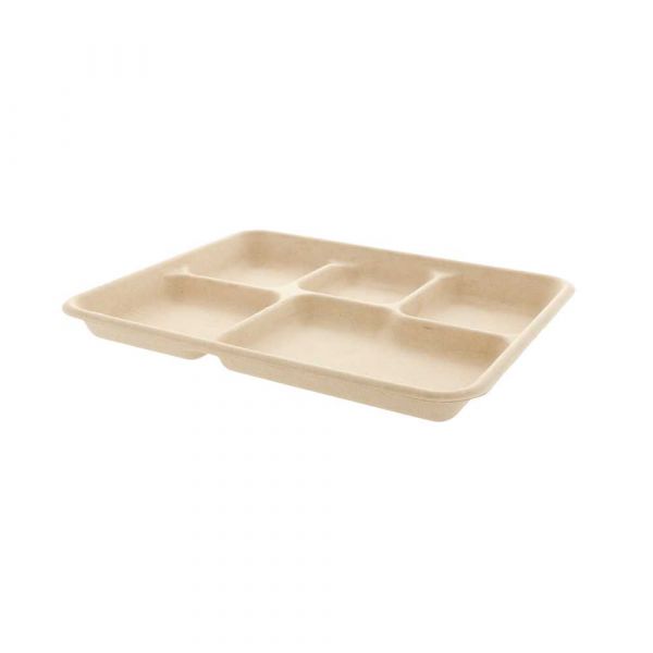 Garcia de pou BANDEJAS 5 COMPART. 'BIONIC' 26 5x21 5x2 CM NATURAL BAGAZO (500 UNID.)