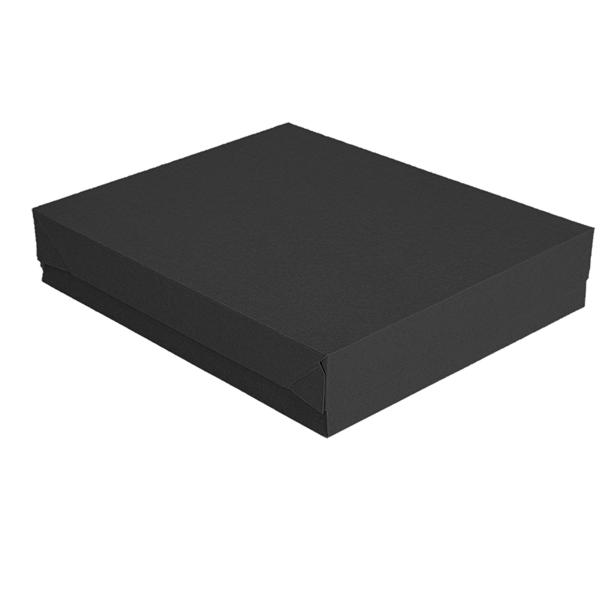 Garcia de pou BANDEJAS + TAPA 'THEPACK' 230 G/M2 32x27x4 CM NEGRO CARTÓN ONDULADO NANO-MICRO (150 UNID.)