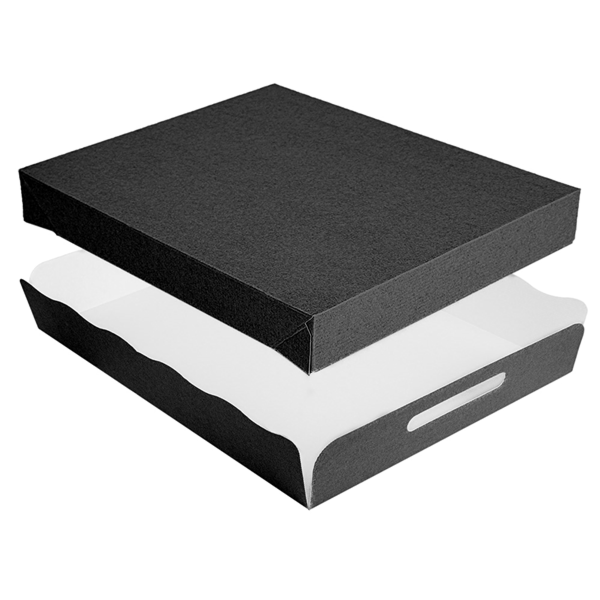 Garcia De Pou BANDEJAS + TAPA 'THEPACK' 280 G/M2 40 5x30 5x6 CM NEGRO CARTÓN ONDULADO MICROCANAL (150 UNID.)