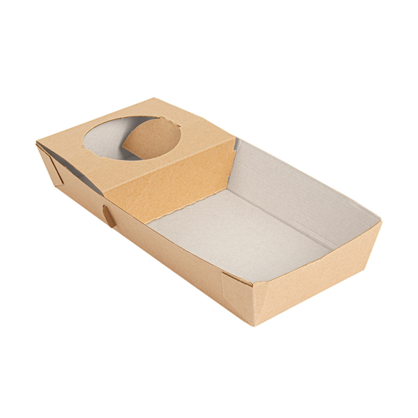 Garcia de pou BANDEJAS TRANSPORTE 1 VASO+1 COMPART. 'THEPACK' 280 G/M2 25x12x4 CM NATURAL CARTÓN ONDULADO NANO-MICRO (400 UNID.)
