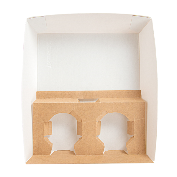 Garcia De Pou BANDEJAS TRANSPORTE 2 VASOS+1 COMPART. 'THEPACK' 230 G/M2 24 5x22x5 5 CM NATURAL CARTÓN ONDULADO NANO-MICRO (240 UNID.)