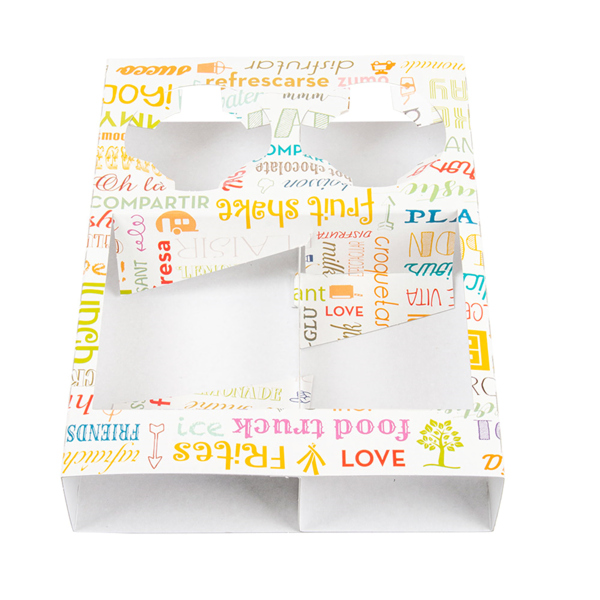 Garcia De Pou BANDEJAS TRANSPORTE 2 VASOS+2 COMPART. 'PAROLE' 450 G/M2 26x19x5 CM BLANCO CARTONCILLO (200 UNID.)