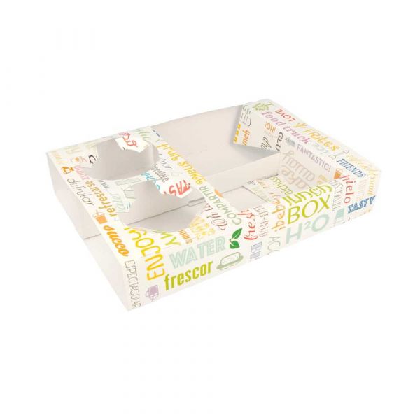 Garcia de pou BANDEJAS TRANSPORTE 2 VASOS+2 COMPART. 'PAROLE' 450 G/M2 26x19x5 CM BLANCO CARTONCILLO (200 UNID.)