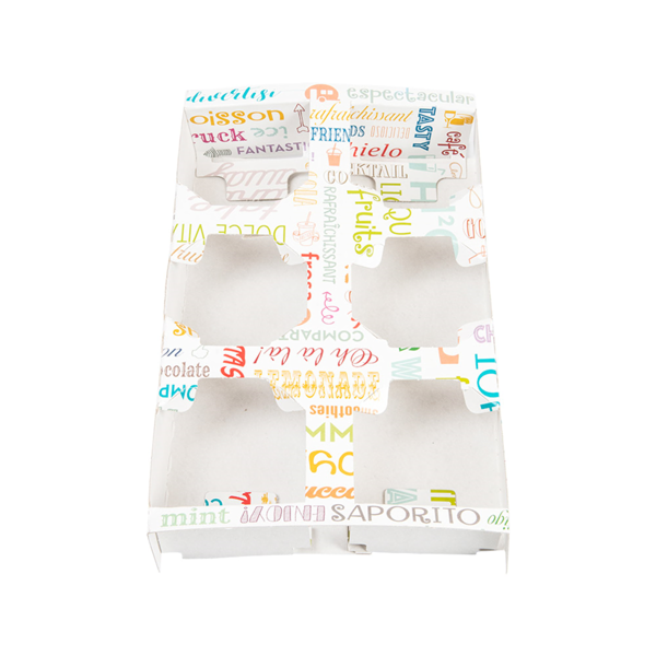 Garcia De Pou BANDEJAS TRANSPORTE 6 VASOS 'PAROLE' 450 G/M2 27 5x16x4 CM BLANCO CARTONCILLO (400 UNID.)