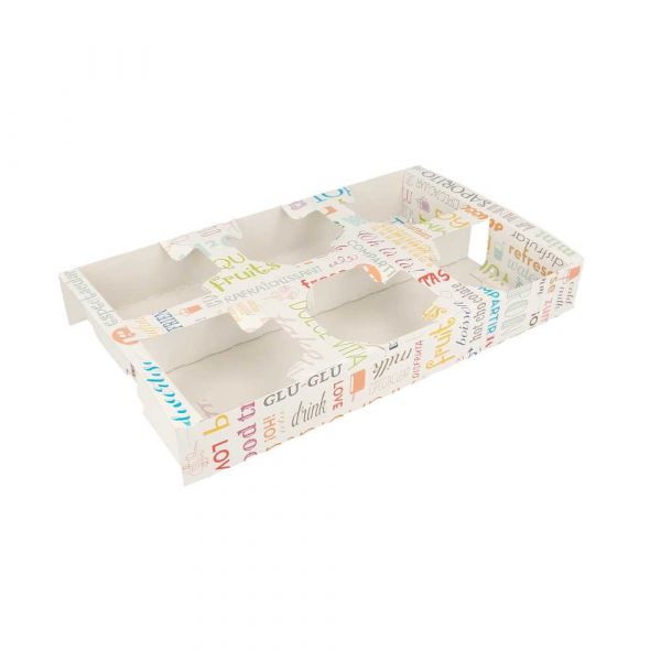 Garcia de pou BANDEJAS TRANSPORTE 6 VASOS 'PAROLE' 450 G/M2 27 5x16x4 CM BLANCO CARTONCILLO (400 UNID.)