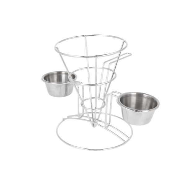 Garcia de pou BASKET CON 2 TARRINAS 'ARTINOX' 10 8x15 24 CM PLATEADO INOX (12 UNID.)
