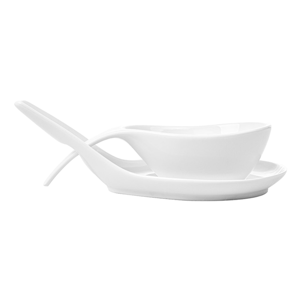 Garcia De Pou BOLES SOPA CON SALSERA 18x8 6x4 3 CM BLANCO PORCELANA (6 UNID.)
