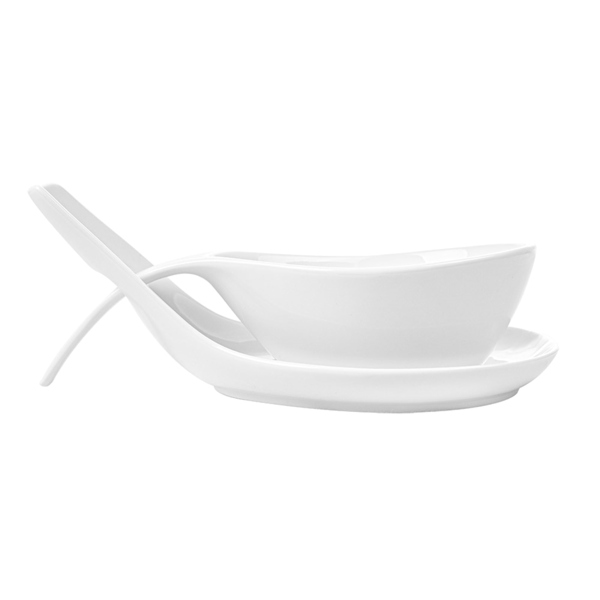 Garcia De Pou BOLES SOPA CON SALSERA 23x10 5x5 2 CM BLANCO PORCELANA (6 UNID.)