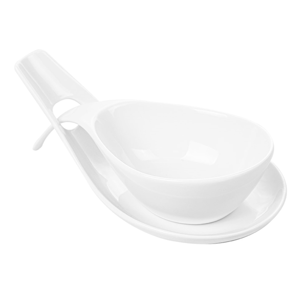 Garcia de pou BOLES SOPA CON SALSERA 23x10 5x5 2 CM BLANCO PORCELANA (6 UNID.)