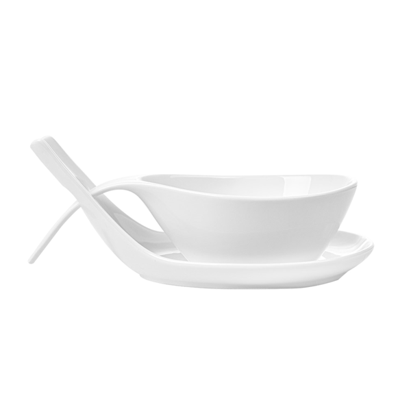 Garcia De Pou BOLES SOPA CON SALSERA 25 5x13x6 5 CM BLANCO PORCELANA (4 UNID.)