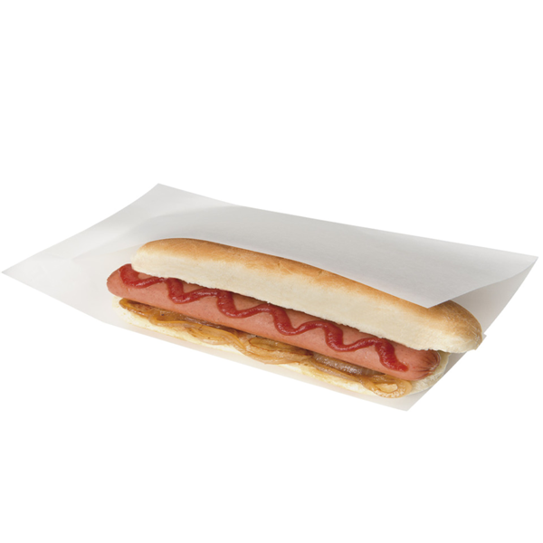 Garcia de pou BOLSAS ABIERTAS PINCHOS HOT DOGS 'OPEN PACK' 35 G/M2 + 10 LDPE 25x13/10 CM BLANCO KRAFT (100 UNID.)