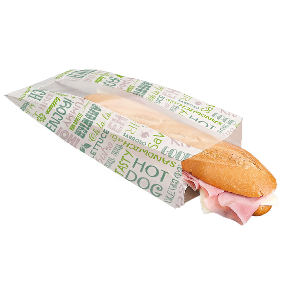 Garcia De Pou BOLSAS BAGUETTE CON VENTANA ECO 'PAROLE' 35 G/M2 9+6x35 CM BLANCO PERG. ANTIGRASAS (250 UNID.)