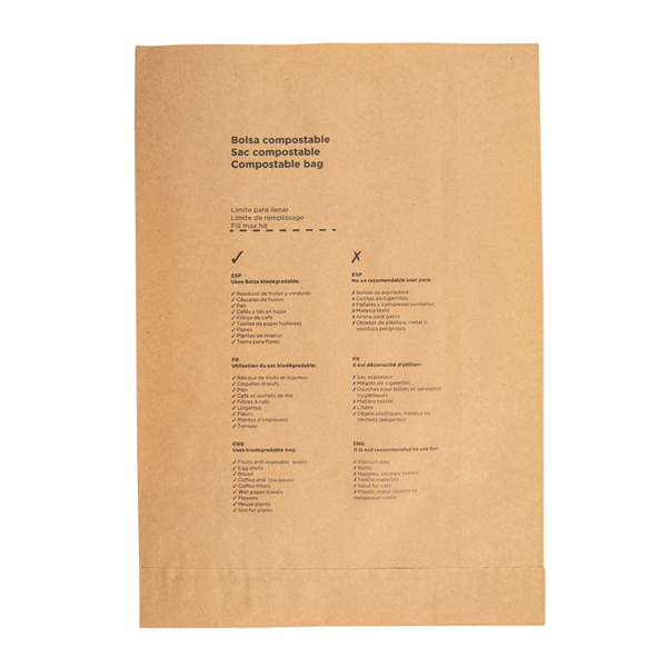 Garcia De Pou BOLSAS COMPOSTABLES 8 L 70 G/M2 26+14x35 CM NATURAL KRAFT (500 UNID.)