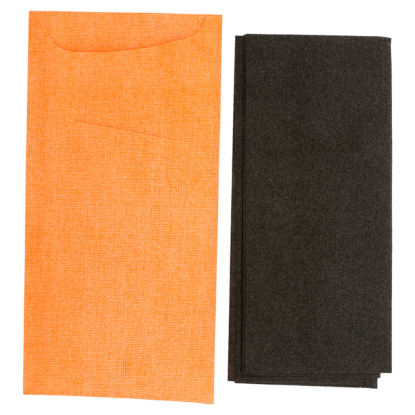 Garcia De Pou BOLSAS CUBIERTOS + SERV. AIRLAID NEGRA 33x40 CM 'JUST IN TIME' 90 + 10PE G/M2 11 2x22 5 CM NARANJA CELULOSA (250 UNID.)