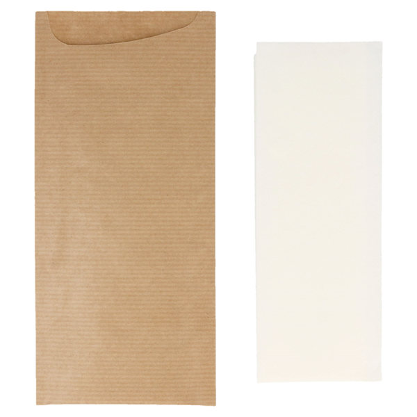 Garcia De Pou BOLSAS CUBIERTOS + SERVILLETA 'JUST IN TIME' 80 + 10 PE G/M2 8 5x19 5 CM NATURAL KRAFT VERJURADO (250 UNID.)