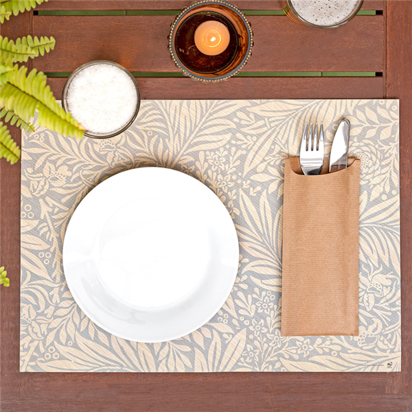 Garcia De Pou BOLSAS CUBIERTOS + SERVILLETA 'JUST IN TIME' 80 + 10 PE G/M2 8 5x19 5 CM NATURAL KRAFT VERJURADO (250 UNID.)