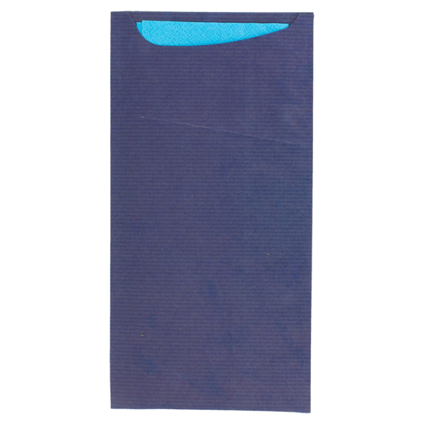 Garcia de pou BOLSAS CUBIERTOS + SERVILLETA 'JUST IN TIME' 80 + 10 PE G/M2 11 2x22 5 CM AZUL KRAFT VERJURADO (400 UNID.)