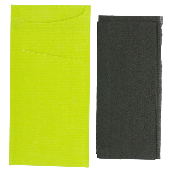 Garcia De Pou BOLSAS CUBIERTOS + SERVILLETA 'JUST IN TIME' 90 + 10 PE G/M2 11 2x22 5 CM VERDE ANÍS CELULOSA (400 UNID.)
