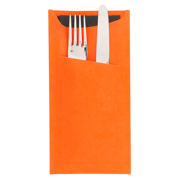 Garcia De Pou BOLSAS CUBIERTOS + SERVILLETA 'JUST IN TIME' 90 + 10 PE G/M2 11 2x22 5 CM NARANJA CELULOSA (400 UNID.)