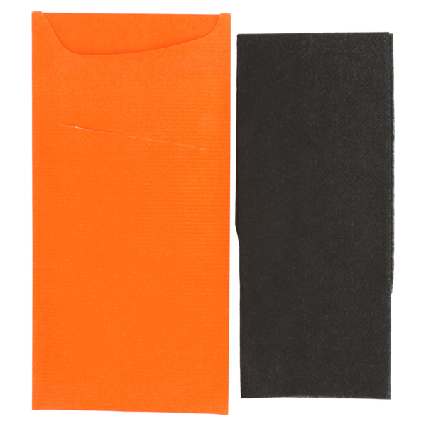 Garcia De Pou BOLSAS CUBIERTOS + SERVILLETA 'JUST IN TIME' 90 + 10 PE G/M2 11 2x22 5 CM NARANJA CELULOSA (400 UNID.)