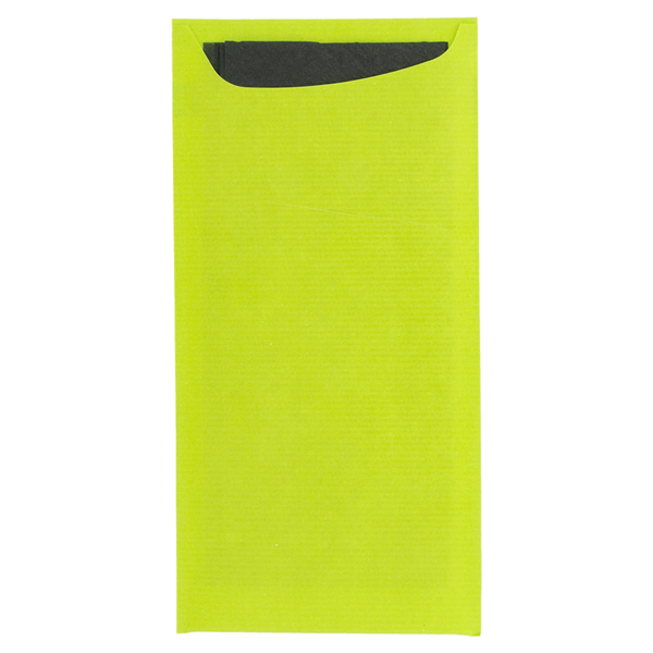 Garcia de pou BOLSAS CUBIERTOS + SERVILLETA 'JUST IN TIME' 90 + 10 PE G/M2 11 2x22 5 CM VERDE ANÍS CELULOSA (400 UNID.)
