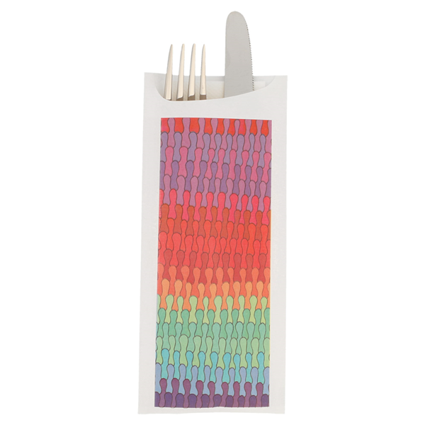 Garcia De Pou BOLSAS CUBIERTOS + SERVILLETA 'JUST IN TIME - COLORAMA' 90 + 10PE G/M2 8 5x19 5 CM BLANCO AIRLAID (250 UNID.)