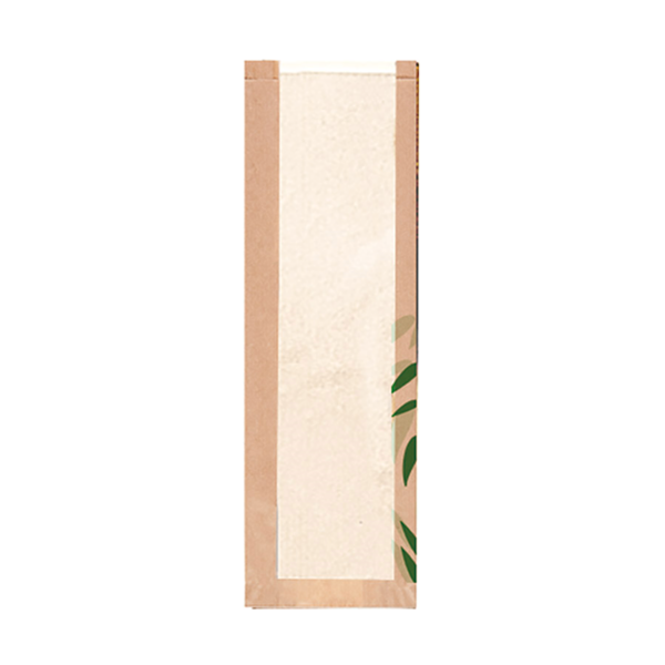 Garcia de pou BOLSAS PAN CON VENTANA "CLASSIC" 'FEEL GREEN' 32 G/M2 14+4x60 CM NATURAL KRAFT (250 UNID.)