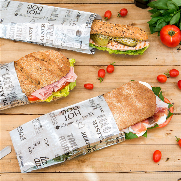 Garcia De Pou BOLSAS PARA BURGER 'PAROLE' 35+20 G/M2 14+7x22 CM PLATEADO PERGAMINO + ALUMINIO (500 UNID.)