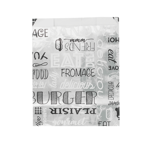 Garcia de pou BOLSAS PARA FRITOS 'PAROLE' 35+20 G/M2 12+6x14 CM PLATEADO PERGAMINO + ALUMINIO (500 UNID.)