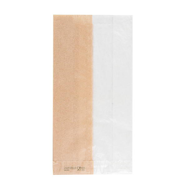 Garcia De Pou BOLSAS PARA SÁNDWICHES CON VENTANA ECO 'CORNER WINDOW' 38 G/M2 12+6x23 CM NATURAL PERG. ANTIGRASAS (250 UNID.)