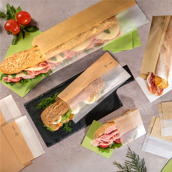 Garcia De Pou BOLSAS PARA SÁNDWICHES CON VENTANA ECO 'CORNER WINDOW' 38 G/M2 9+5 5x26 CM NATURAL PERG. ANTIGRASAS (250 UNID.)