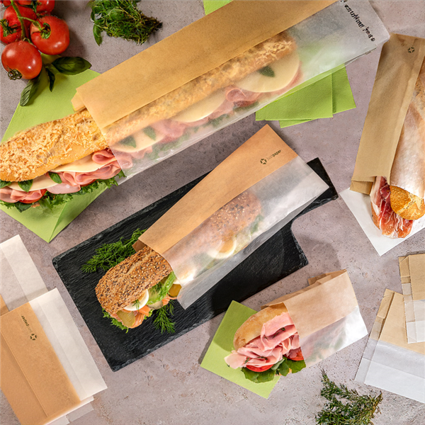 Garcia De Pou BOLSAS PARA SÁNDWICHES CON VENTANA ECO 'CORNER WINDOW' 38 G/M2 14+8x38 CM NATURAL PERG. ANTIGRASAS (250 UNID.)