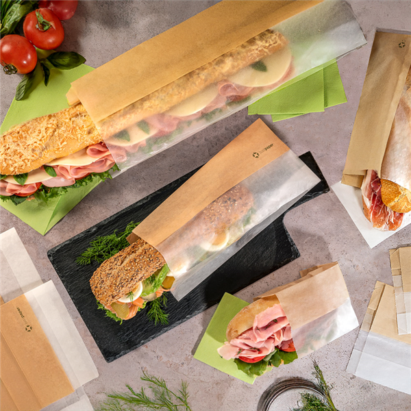 Garcia De Pou BOLSAS PARA SÁNDWICHES CON VENTANA ECO 'CORNER WINDOW' 38 G/M2 9+5 5x30 CM NATURAL PERG. ANTIGRASAS (250 UNID.)