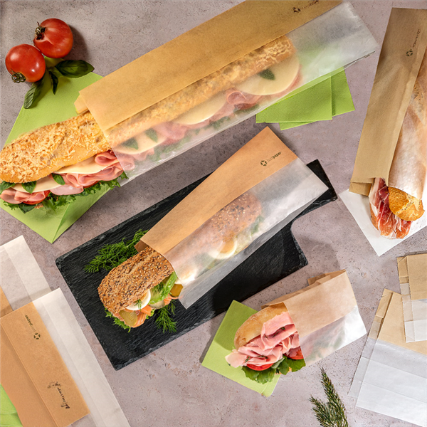 Garcia De Pou BOLSAS PARA SÁNDWICHES CON VENTANA ECO 'CORNER WINDOW' 38 G/M2 12+6x30 CM NATURAL PERG. ANTIGRASAS (250 UNID.)