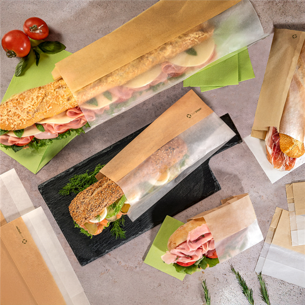 Garcia De Pou BOLSAS PARA SÁNDWICHES CON VENTANA ECO 'CORNER WINDOW' 38 G/M2 12+6x38 CM NATURAL PERG. ANTIGRASAS (250 UNID.)