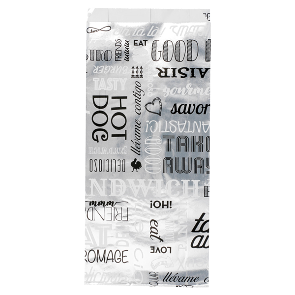 Garcia De Pou BOLSAS PARA SÁNDWICHES 'PAROLE' 35+20 G/M2 12+4x26 CM PLATEADO PERGAMINO + ALUMINIO (500 UNID.)