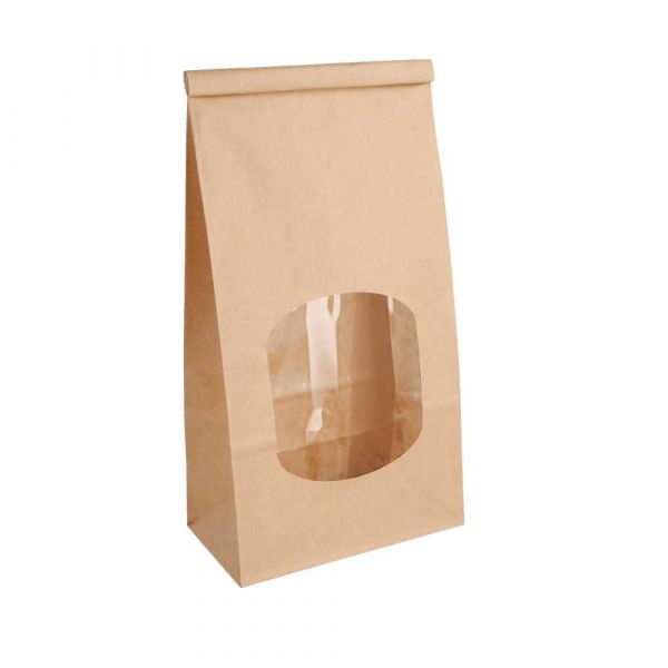 Garcia de pou BOLSAS SOS AUTOCIERRE CON VENTANA 1800 GR 60 G/M2 + 25µ OPP 12+6 5x24 6 CM NATURAL KRAFT (500 UNID.)