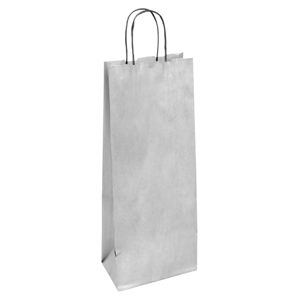 Garcia de pou BOLSAS SOS CON ASAS 1 BOTELLA 100 G/M2 14+8x40 CM PLATEADO KRAFT (250 UNID.)