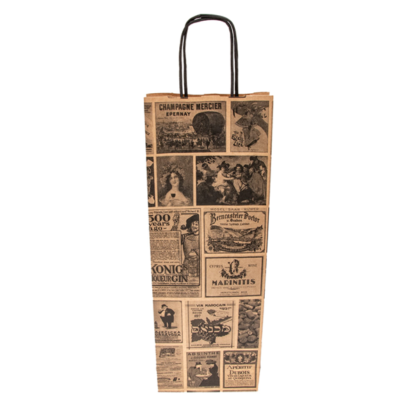 Garcia De Pou BOLSAS SOS CON ASAS 1 BOTELLA 'BACCHUS' 100 G/M2 14+8x40 CM NATURAL KRAFT (250 UNID.)